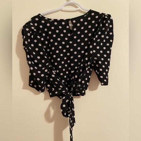 Black and white polka dot crop top, Size Medium - Picture 3 of 3
